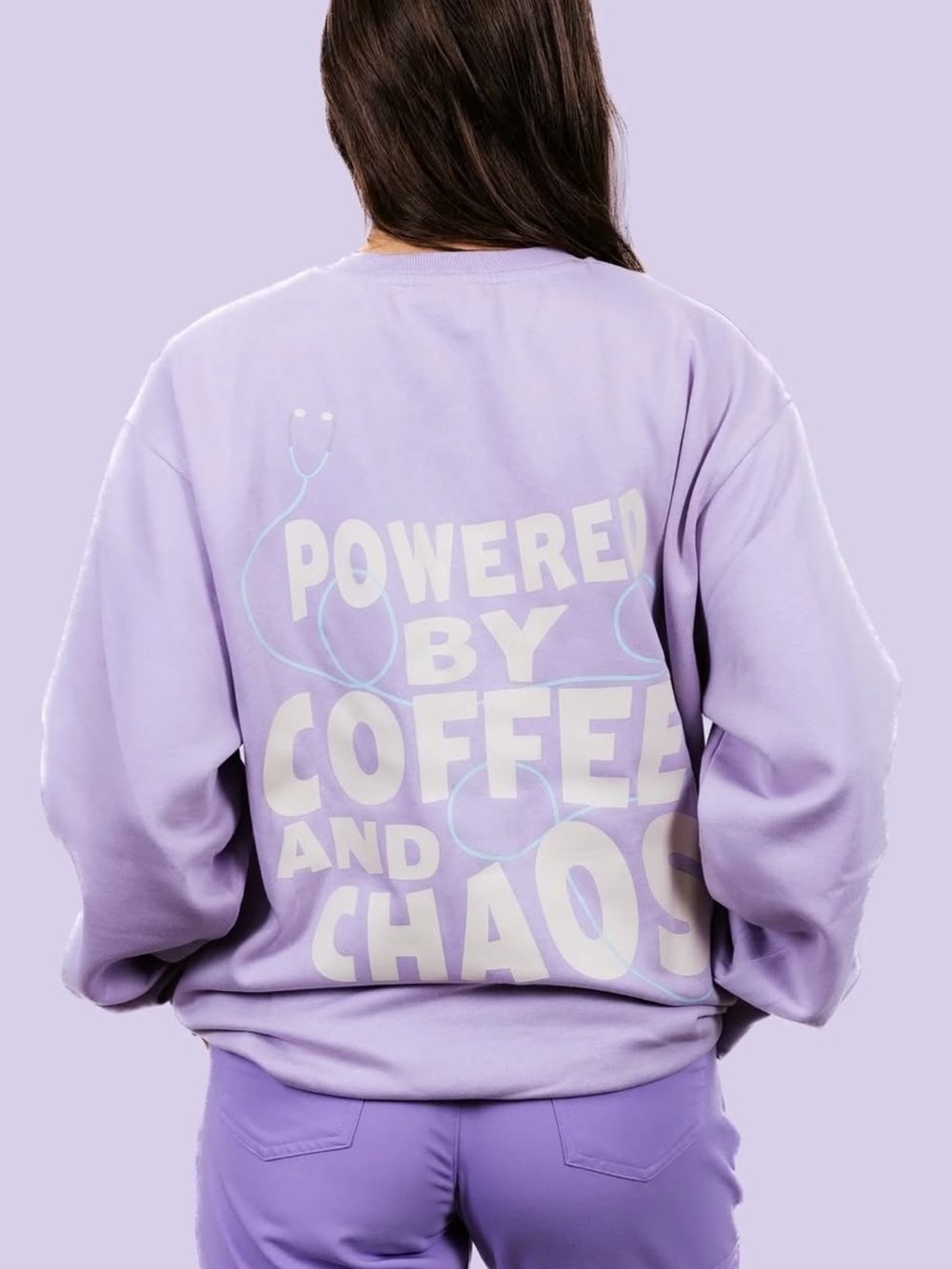 Lavender Graphic Crewneck Sweatshirt Nurse Doctor Size Large Purple Uniform EUC
